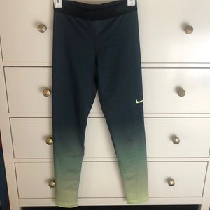 Green Ombré Nike Pro Leggings
